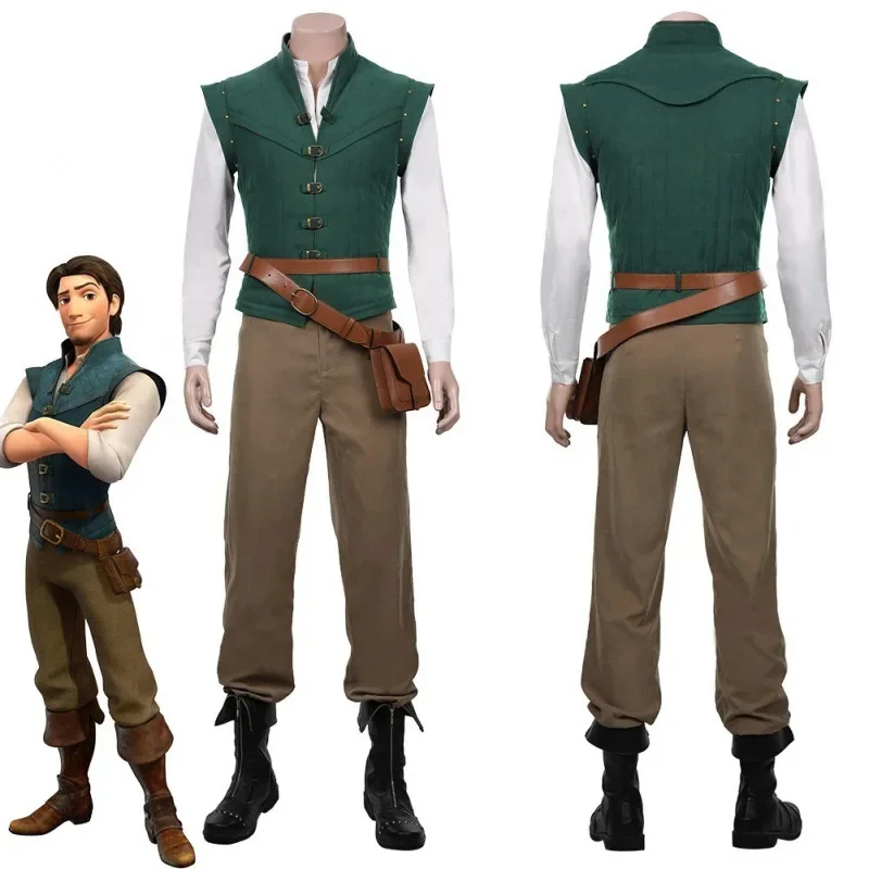 Anime Flynn Rider Cosplay Costume Adult Unisex Vest Shirt Pants Uniform Suit Halloween Outfit Party Carnival