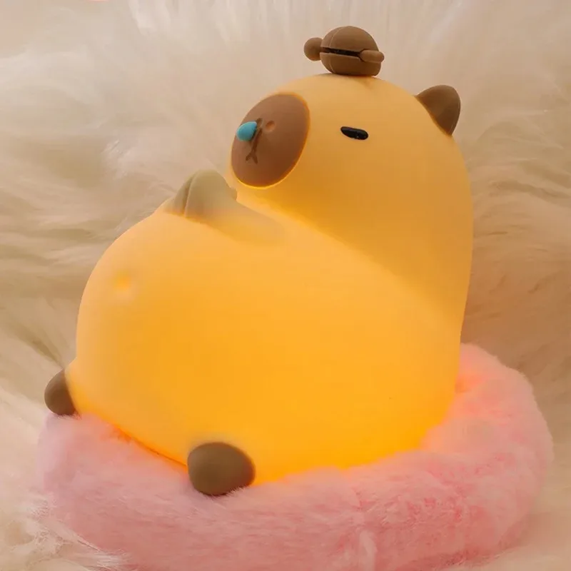 Capybara 3D Lamp Cute Anime Silicone Night Light Touch Control USB Rechargeable Timing Dimming Sleep Night Lamp for Room Decor