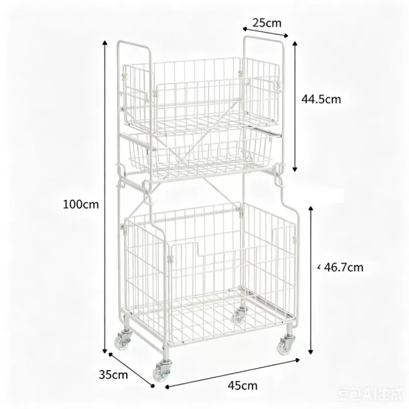 Room-specific Wash Laundry Baskets Metal Storage Cart Double Laundry Baskets Foldable Set Cesto De Roupa Suja Room Organizer