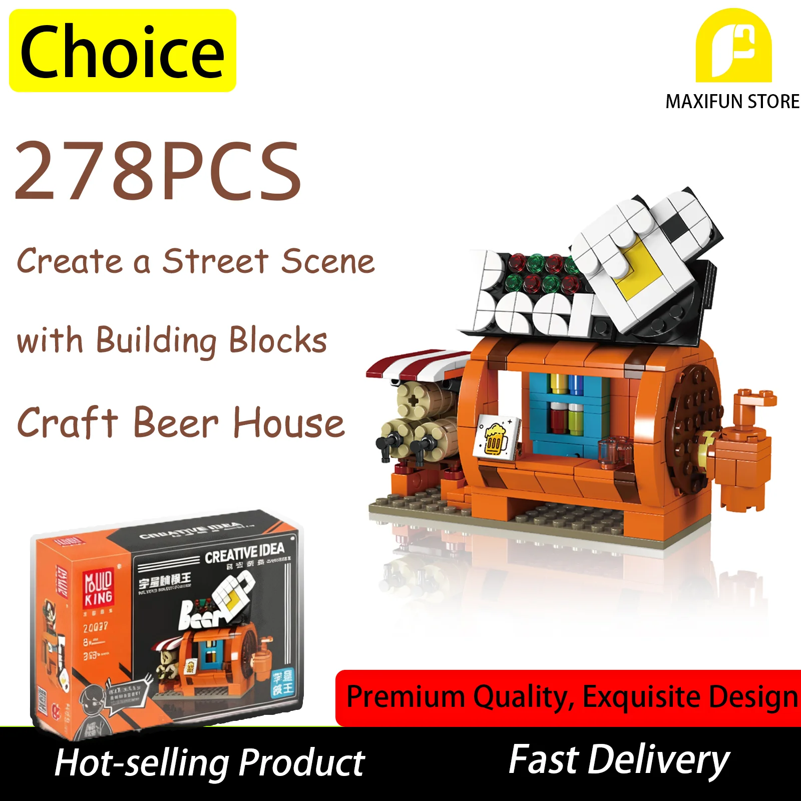 

278PCS New Style Street View Building Blocks Beer House Mini Creative Buildable Desktop Role Play Toy Birthday Gift