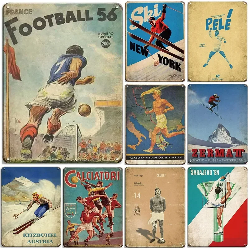 Sports Metal Tin Signs Football Wall Decoration Plaque Vintage Art Poster Iron Painting for Man Cave Home Cafe Garden Club Bar