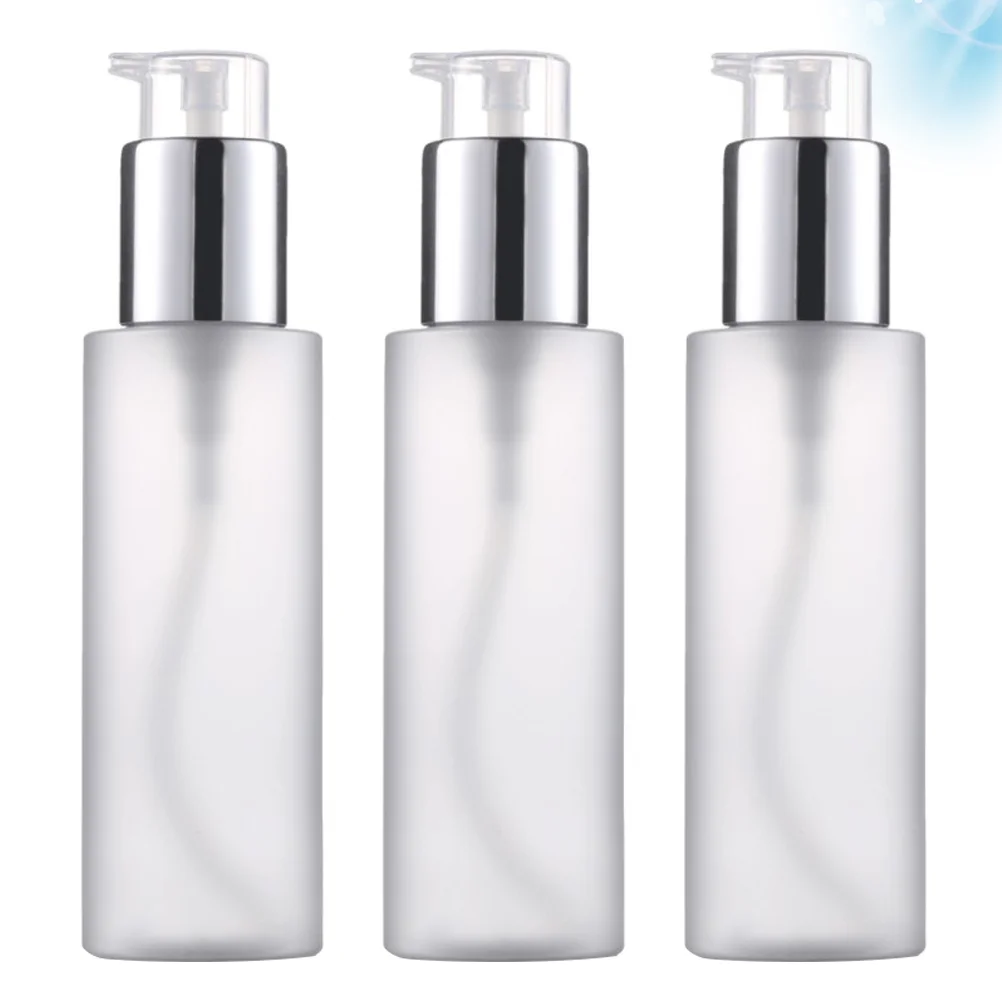 

3 Pcs Dispenser Bottle Flat Shoulders Cream Pump Container Silver Subpackaging Travel