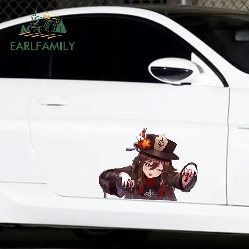 

EARLFAMILY 43 см x 31,1 см для Ху Тао, индивидуальные автомобильные аксессуары, виниловые наклейки «сделай сам», Солнцезащитный мультяшный автомобильный Декор