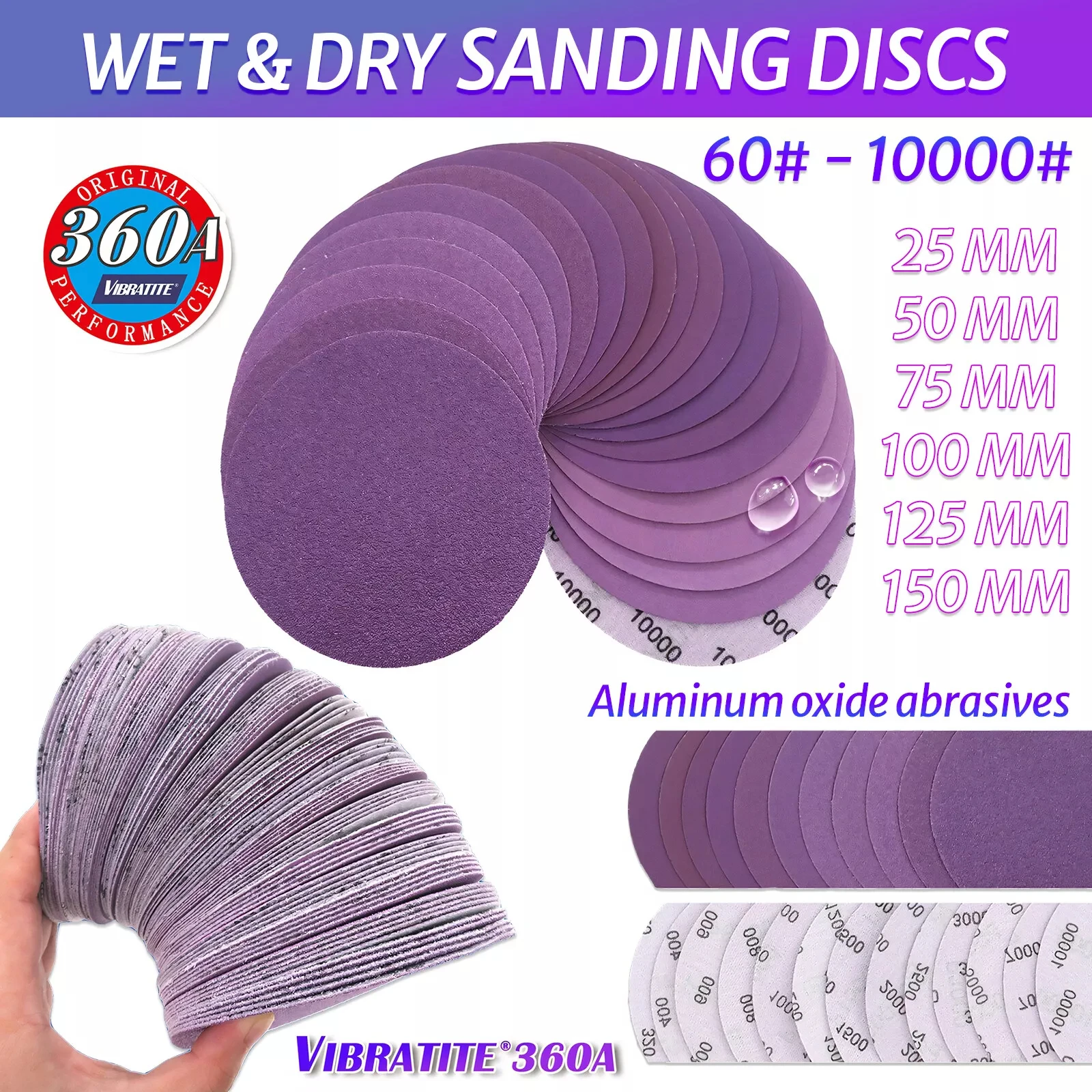 1/2/3/4/5/6 Inch  Sanding Disc Wet Dry 80-10000Grit Sandpaper  Hook Loop Aluminum Oxide Sandpaper for Drill Grinder Rotary Tools