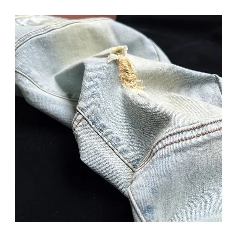 Original Quality Streetwear 2026 Spring Summer Men's Clothing Splicing Heavy Industry Small Straight Men's Casual Washed Jeans