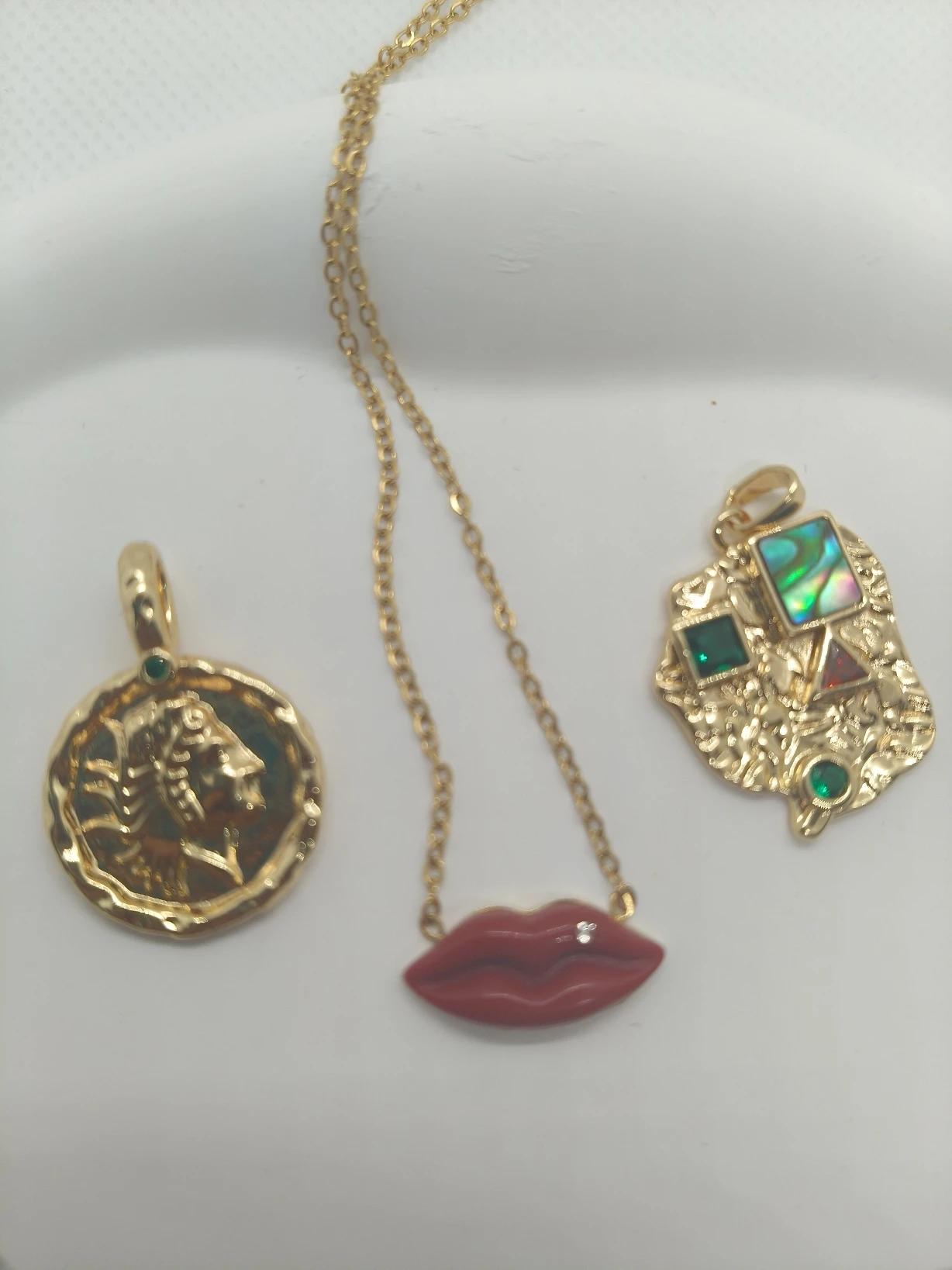 Kalung rantai liontin bibir merah baja tahan karat terlaris liontin mulut Titanium jimat Choker perhiasan tahan air Dropshipping