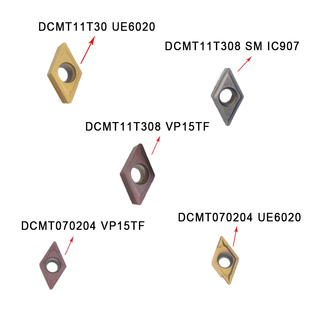 10Pcs DCMT11T304 / DCMT11T308 / DCMT070204 UE6020 / VP15TF /IC907 Hardmetalen Wisselplaten Interne Draaigereedschap Cnc Draaibank Gereedschap