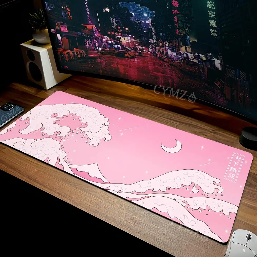 

Pink Artistic Giant Wave Mouse Pad Desk Mat gaming pad pc accessories 30X80CM mousemat office rug Mouse carpet Extended pad