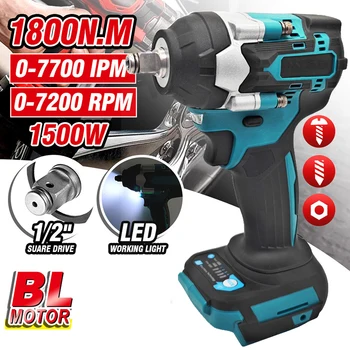 18V Brushless 1500W 1800makita Torque 1/2&quot; Impact Wrench Fit for Makita 18V Battery