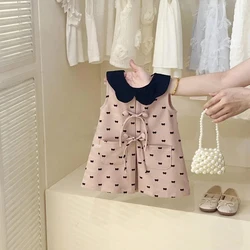 Girl's Doll Sweet Loose Cotton Dress Tank Top Children Infants Kids Baby Summer Bow Sleeveless Dress