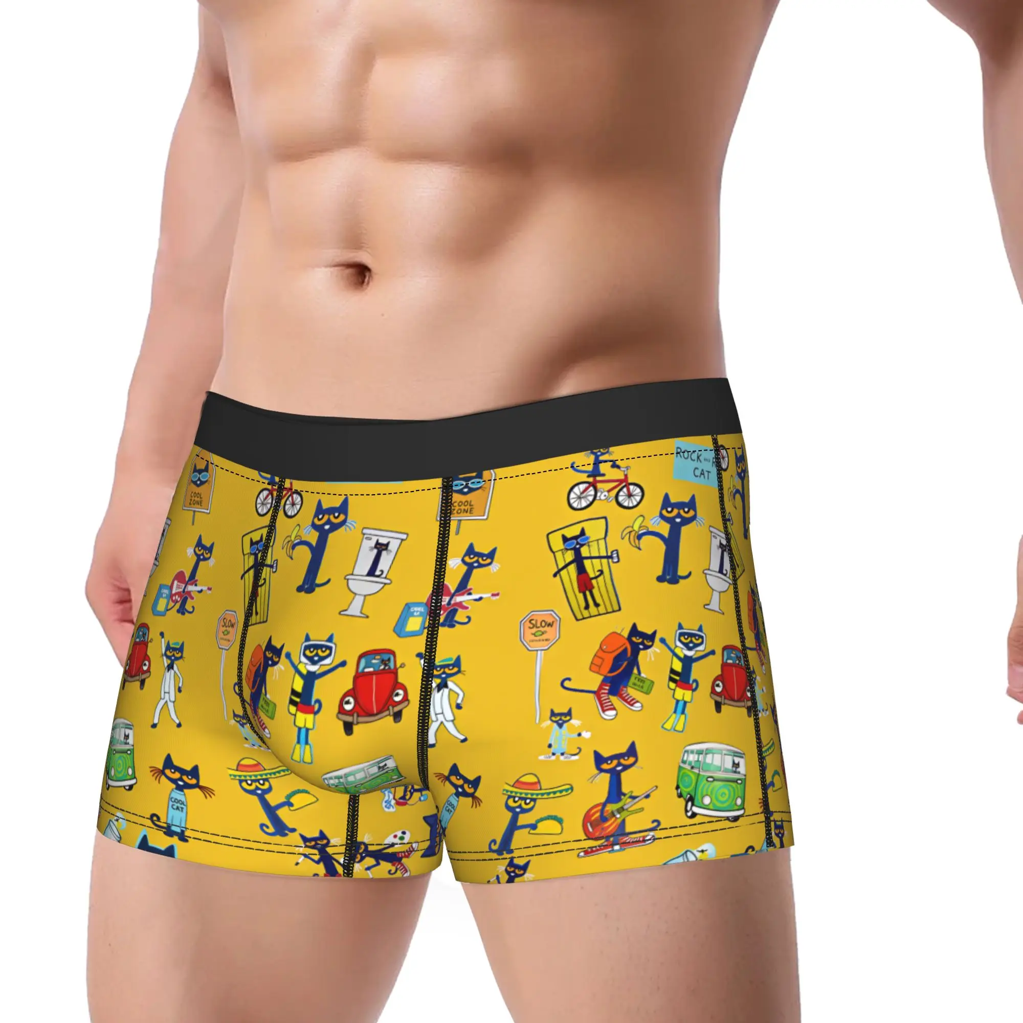 Pete the Cat I Love My White Shoes Shorts Briefs  Underwear High Quality Male Breathable Trunk Custom Plus Size Panties