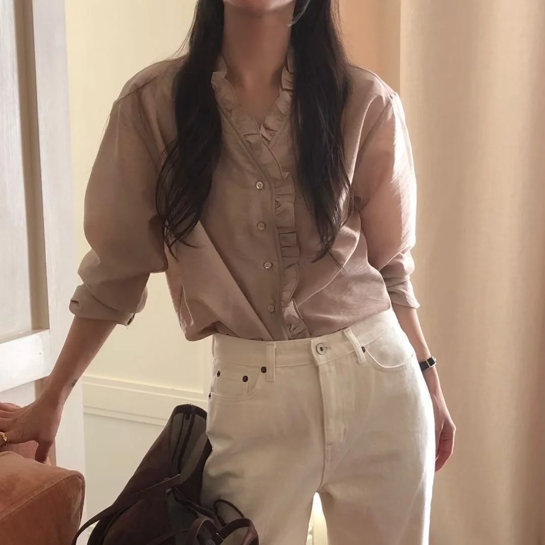 

Women's Casual Loose Long Sve V-Ne irt East Gate Sle Faionable Gored Skirt Design Breathable Comfortable Top