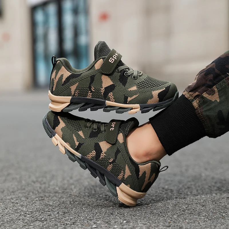 Solomon-Chaussures de camouflage pour enfants, baskets légères non ald respirantes, maille décontractée, camp d\'été pour enfants d\'âge moyen,