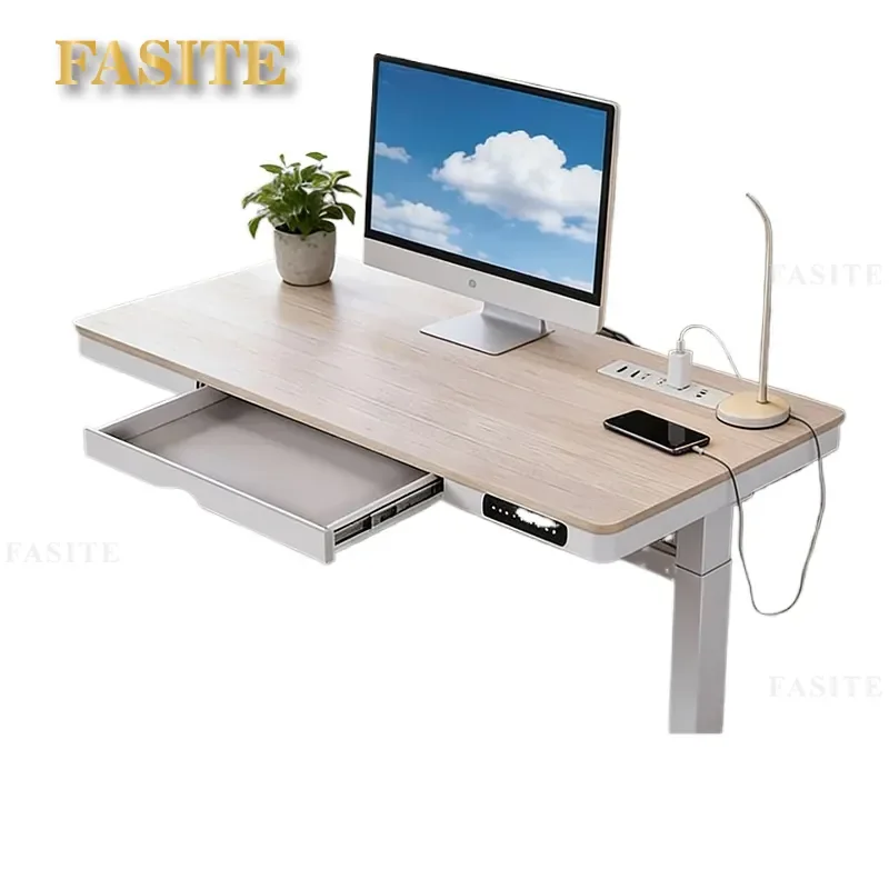 For Smart Electric Lift Computer Desk with Drawer Socket E-sports Gaming Office Workbench Study Table Adjustable Height