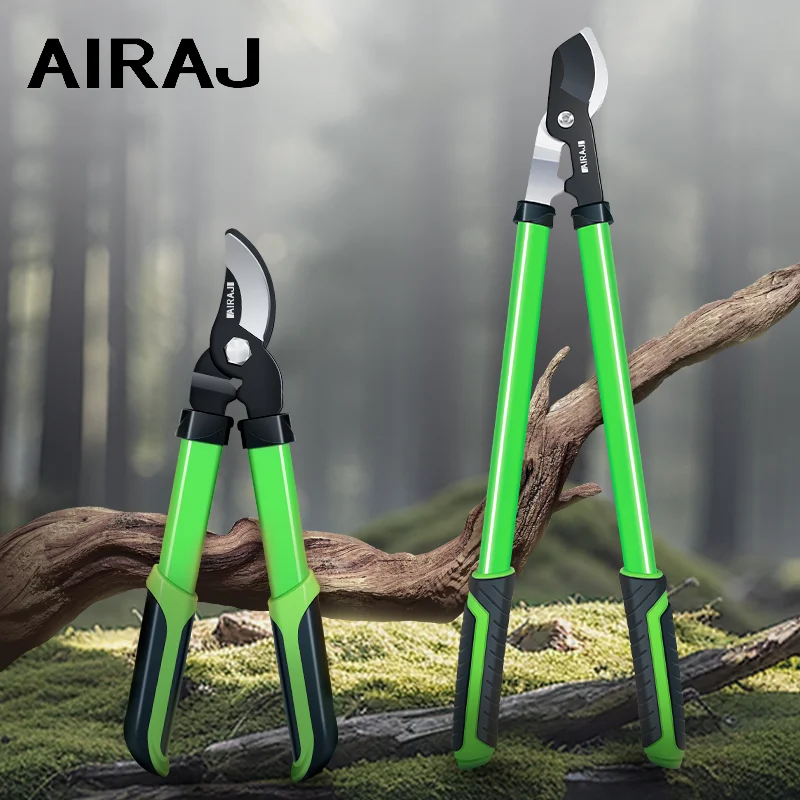 AIRAJ Secateurs with Gear-Operated Cutting System Cuts Branches Thicker than 30 MM SK-5 Steel Blade Pruning Scissors Hand Tools