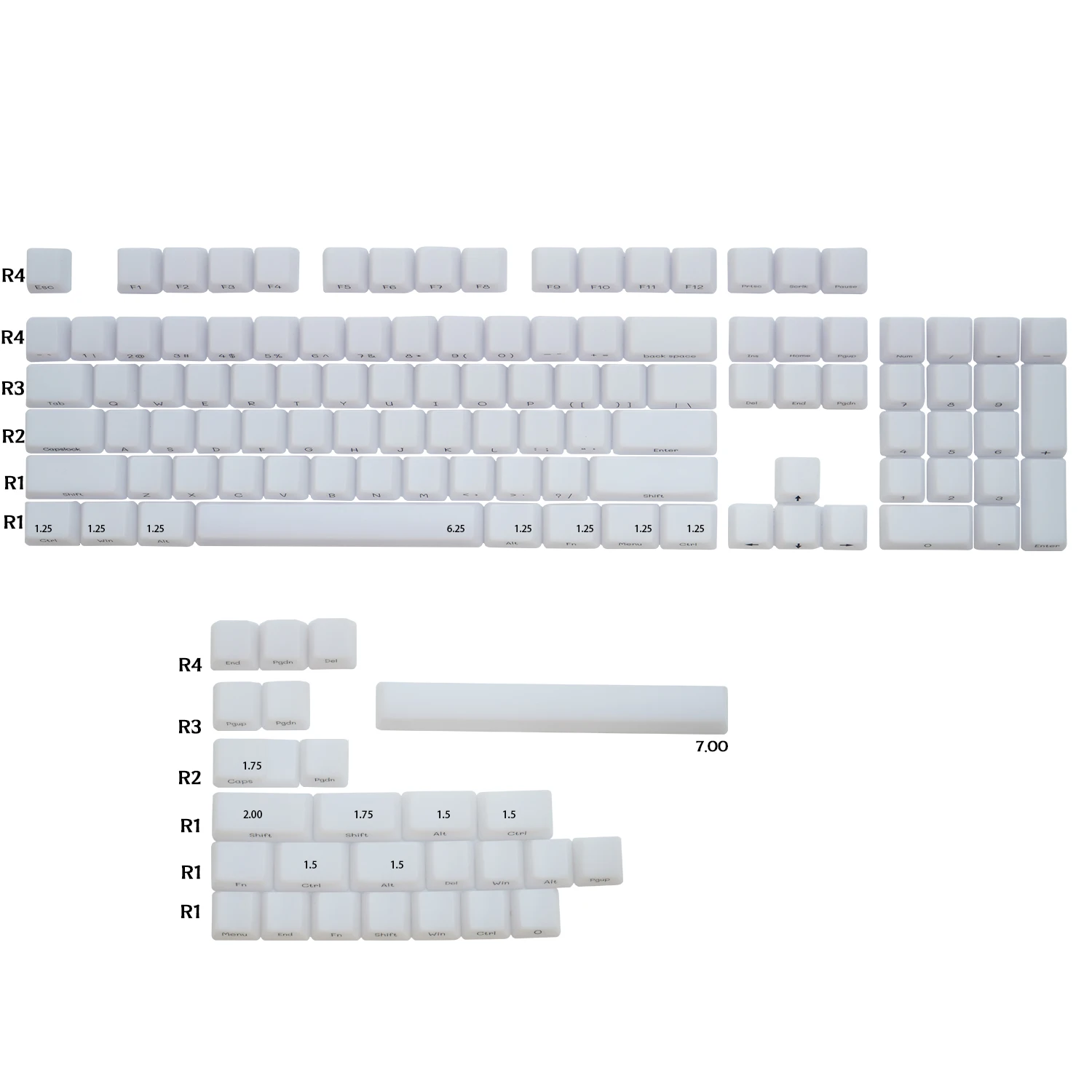 JCM-Tapa de tecla antiniebla Kermeates, pantalla de seda transparente, perfil OEM, 130 teclas para teclado mecánico Cherry MX 7U, tecla espacial