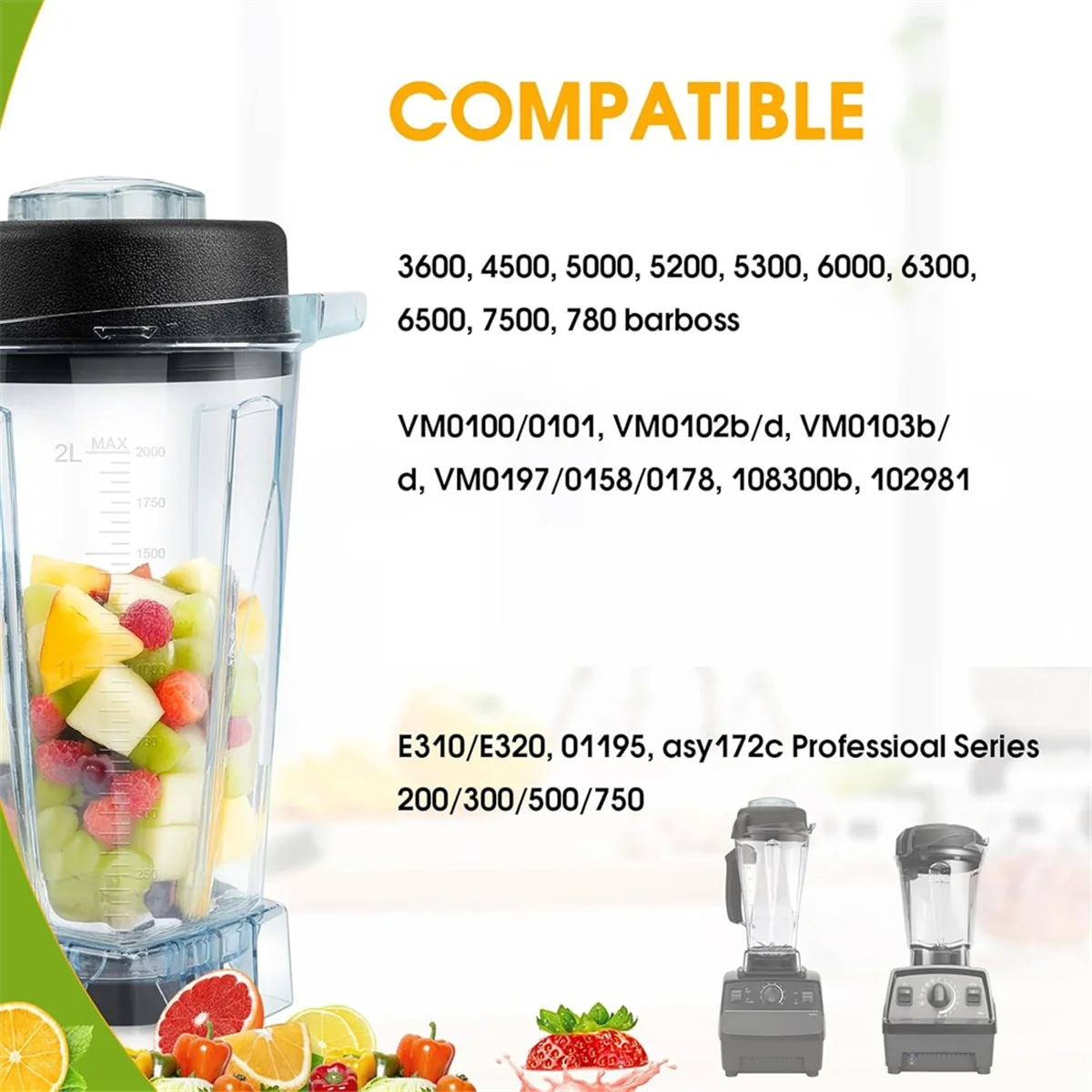 A78E-Blender Replacement Parts for Vitamix Accessories,Blender Pitcher 64oz Container Jar Cup for Vitamix 5200 5000 6500 7500