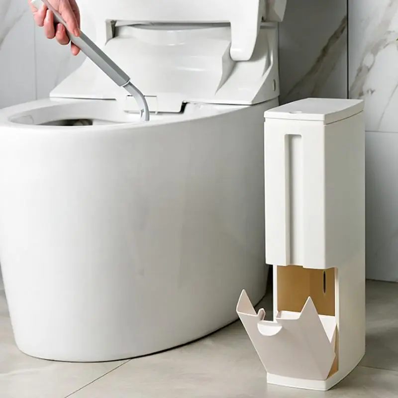 Multi-function Crack Trash Can Toilet Brush Set Narrow Rubbish Bin Dustbin Garbage Bucket With Hidden Toilet Brush Holder