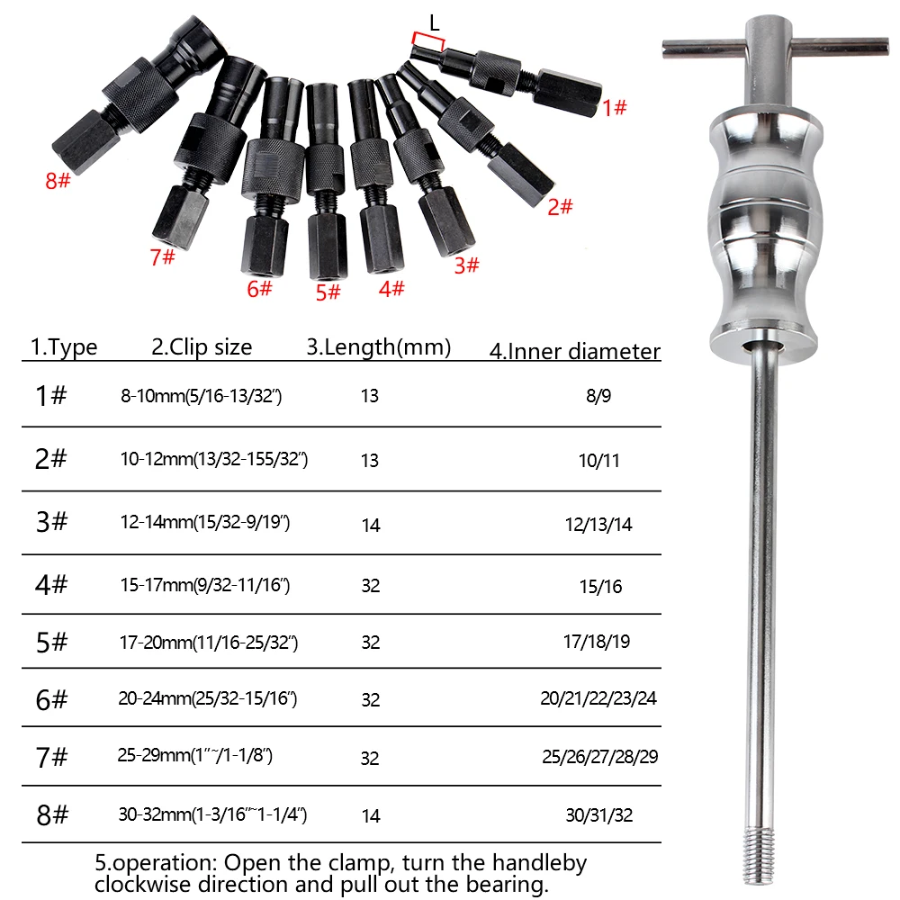 Blind Hole Bearing Extractor Car Repair Tools Armature Bearing Pullers Disassembly Kit Bearing Removal Tools 9PCS/set