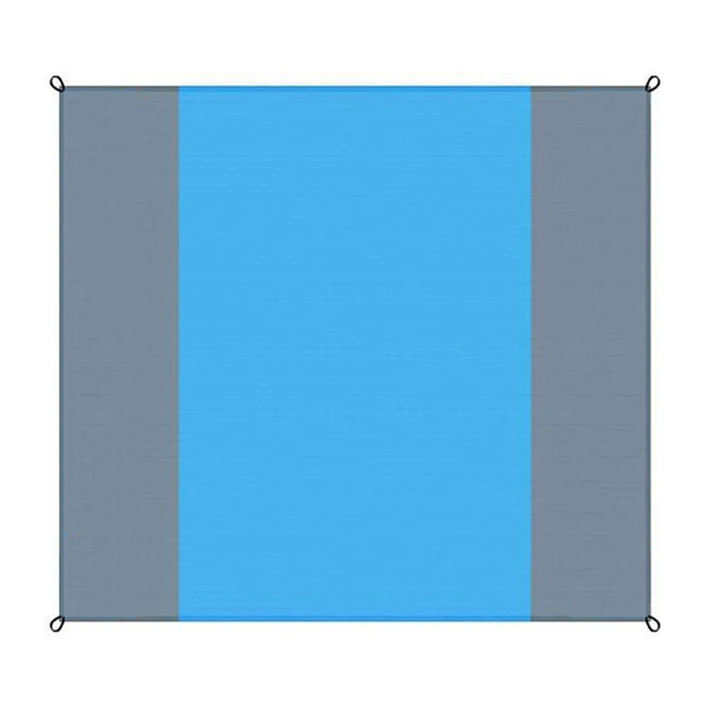 

Portable Beach Picnic Mat Waterproof 200x200cm Blue Gray Moistureproof Outdoor Camping Folding Cushion Rug with Floor Nails