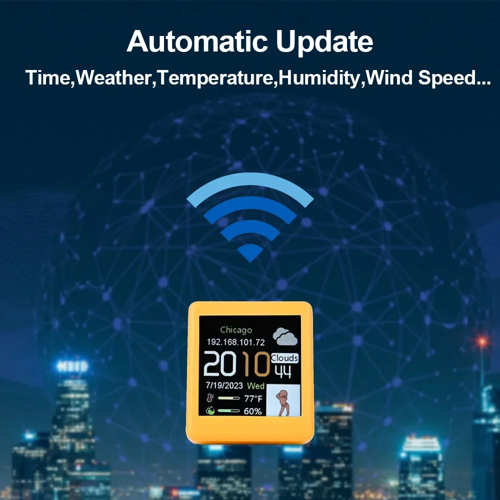 Smart Weather Clock, WIFI Weather Station for Accurate Forecasts and Bitcoin Monitoring, Creative Digital Ornaments for Desktop image 6