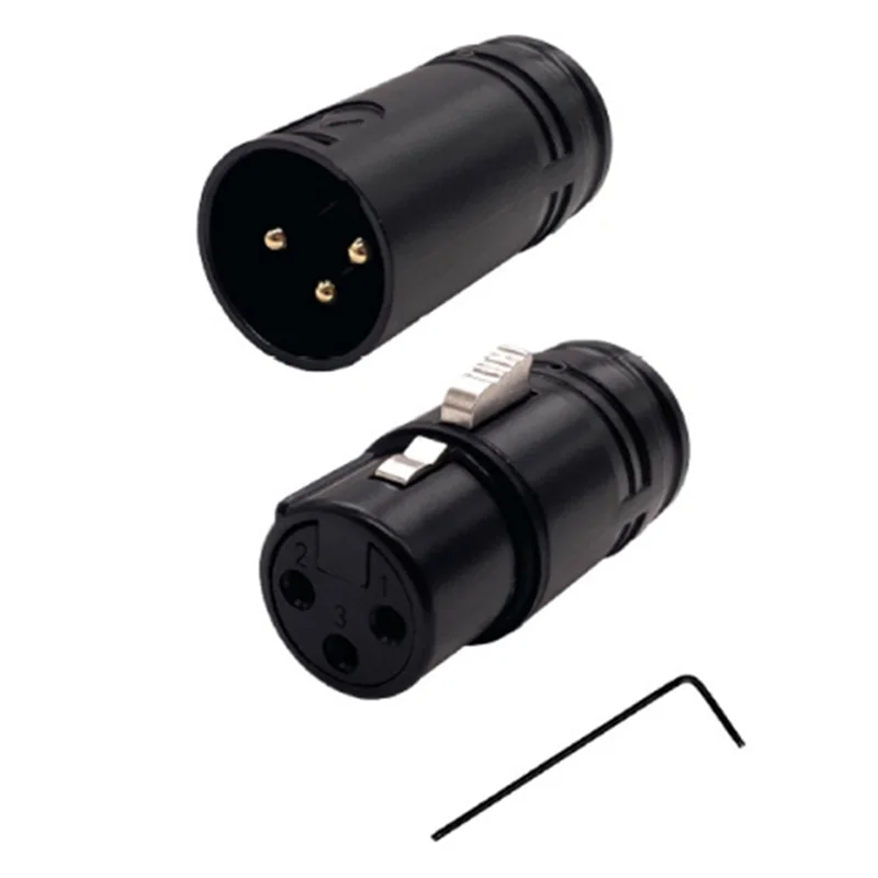 

Exquisite-Black Shell Gold Pin Professional 3 Pin Right Angle XLR Male And Female Plug