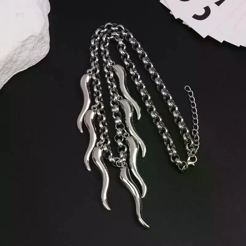 فاسق الجمالية التيتانيوم الصلب مخروط قلادة قلادة كول الإكسسوارات هندسية الرقبة سلاسل القوطي الجرونج روك مجوهرات هدية #4