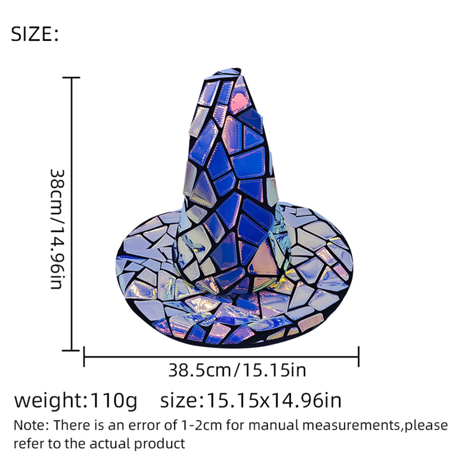 Halloween Costume Cosplay Witch Hat Masquerade Party Hat Colorful Cyber Punk Lasers Headwear Unisex Festival Carnival Wizard Hat