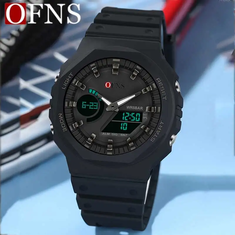 OFNS Top Brand Luxury G Style LED Digital Men Watch 50m Military Waterproof Sport Wristwatch Electronic Green Light Quartz Clock