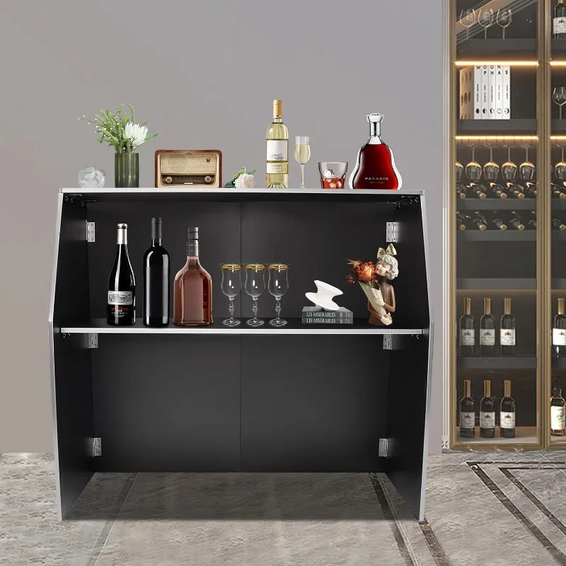 19.5X 47.75 x 42.75“ Foldable Portable Event Bar Cabinets,Aluminum and Ecological Board Commercial Small Wine Bar Cabinet