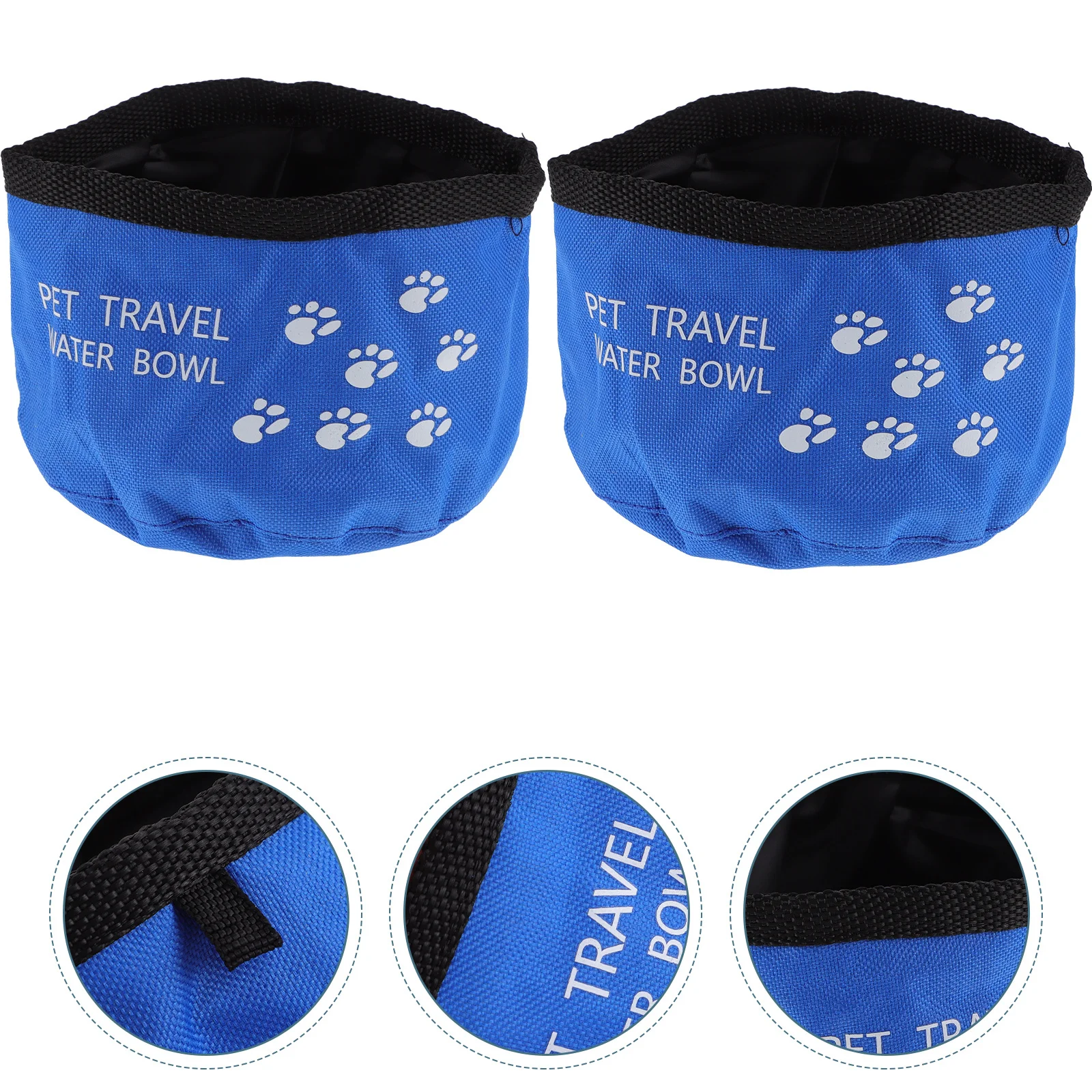 

2Pcs Travel Dog Bowl Food Grade Oxford Cloth Waterproof Foldable Pet Feeding Dish with Carabiner for on-The-Go Use