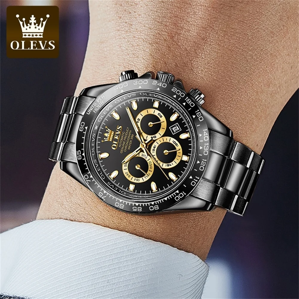 OLEVS 6638 TOP Brand Automatic Mechanical Watch for Men Multi-function Chronograph Date Waterproof Luxury Original Watch Men