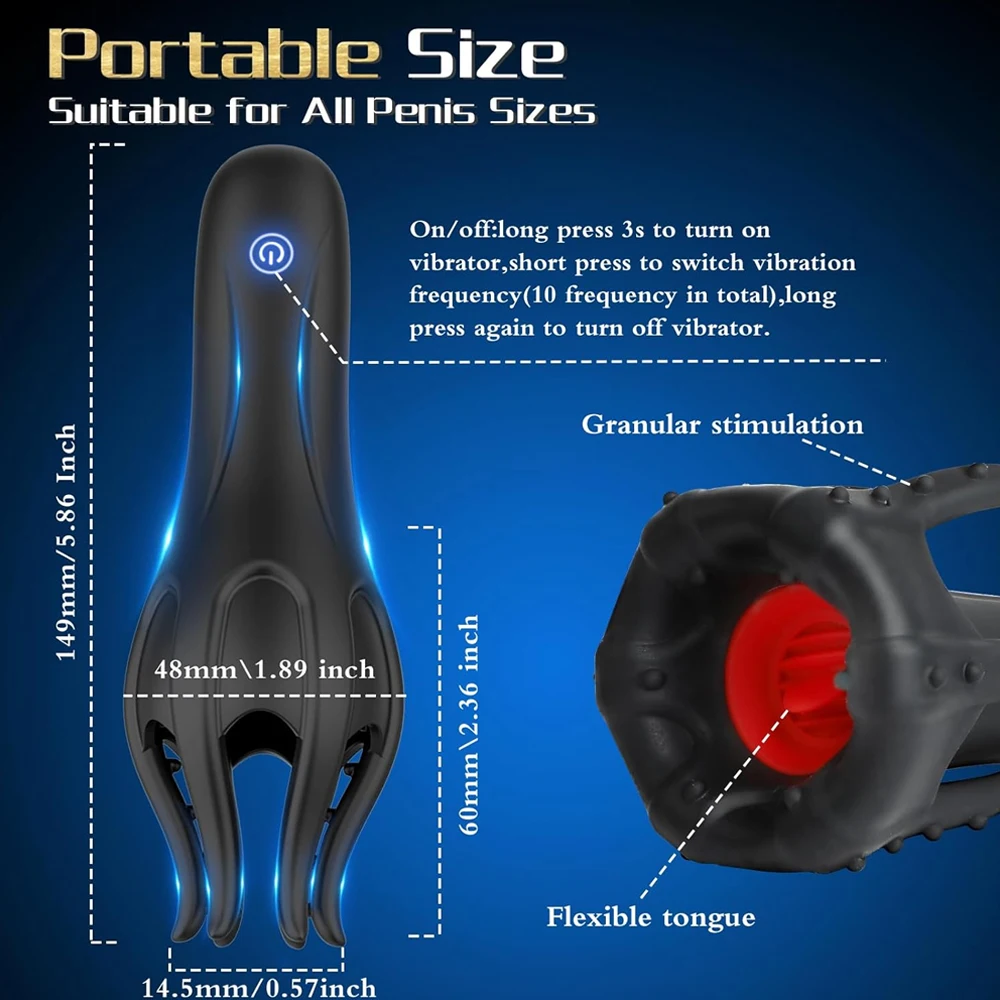 حشفة الجنس المدرب تدليك القضيب ذكر الاستمناء G بقعة اللسان يلعق حشفة هزاز الجنس لعب للرجال تأخير دائم التحمل