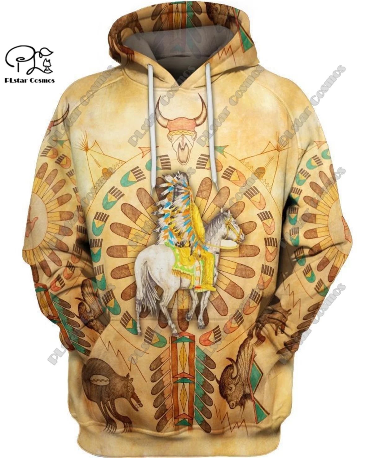 

PLstar Cosmos 3D printed retro Aboriginal tribal totem feather pattern casual unisex new hoodie/sweatshirt/zipper hoodie F-2