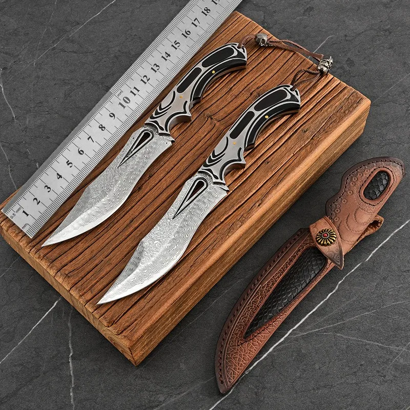 Chill Goddess Damascus Steel Knife VG10 Steel Outdoor Knives High Hardness Hand Forged Pocket Knife Defense Straight Knife