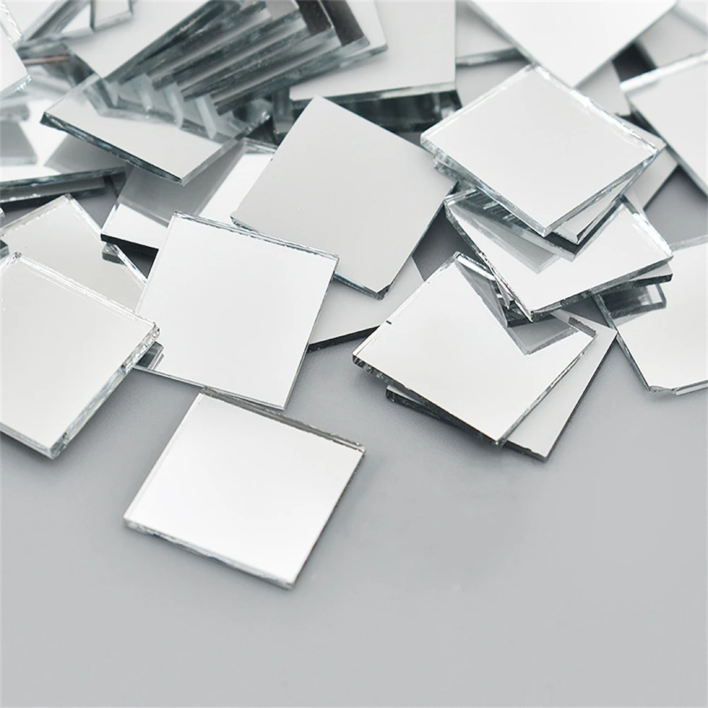 100PCS 10X10MM Glass Mirror Stickers Mini Mirrors DIY Disco Ball Glass Self-Adhesive Wall Stickers Party Home Decoration