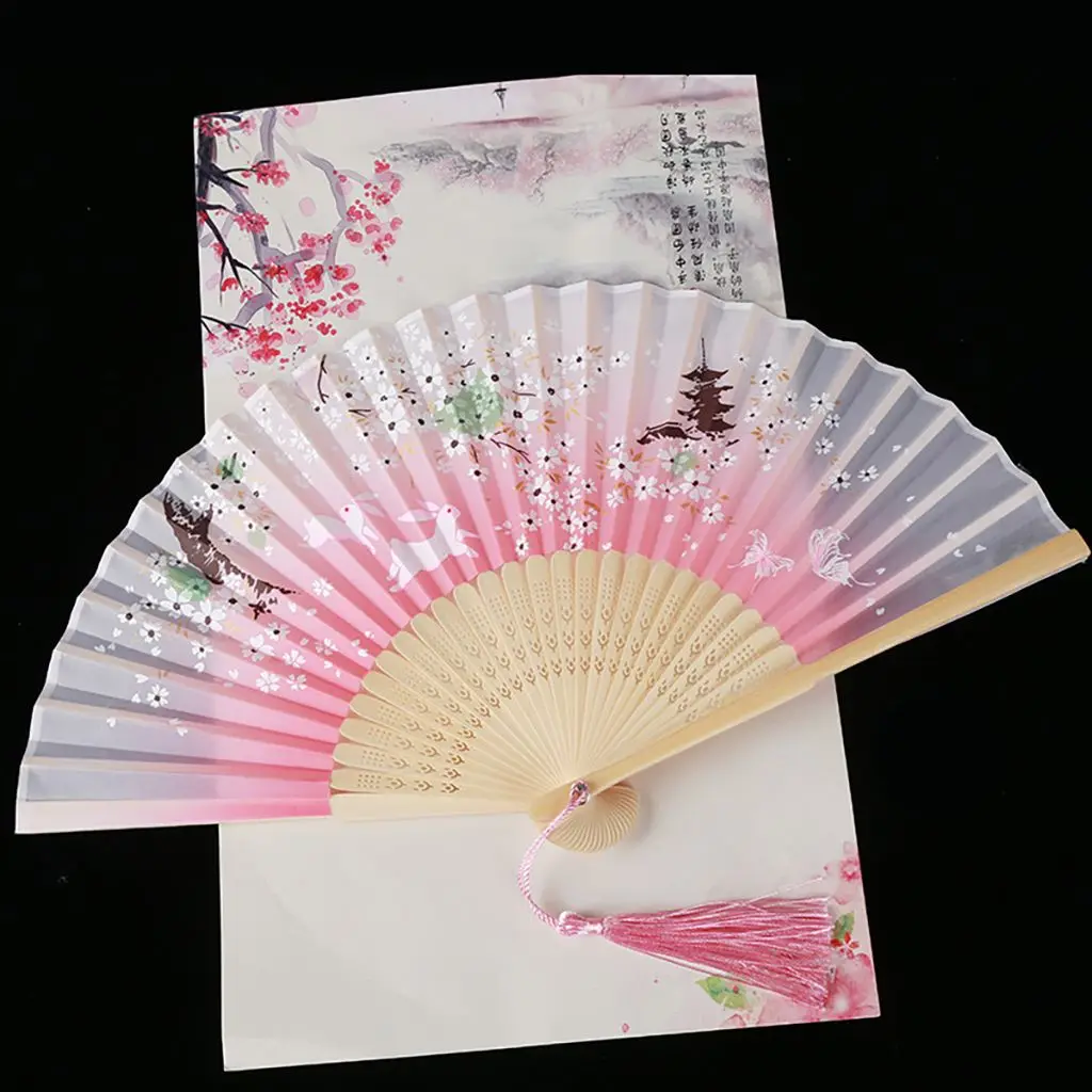 

Quality Multi-pattern Vintage Style Summer Gift Colorful Bamboo Wooden Folding Fan Dance Hand Fan Home Decoration Fan Crafts