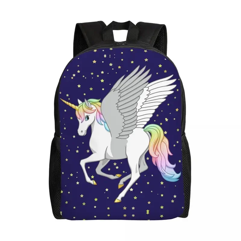 

Rainbow Unicorn Flying Horse Backpacks for Women Men Waterproof School College Bag Print Bookbag