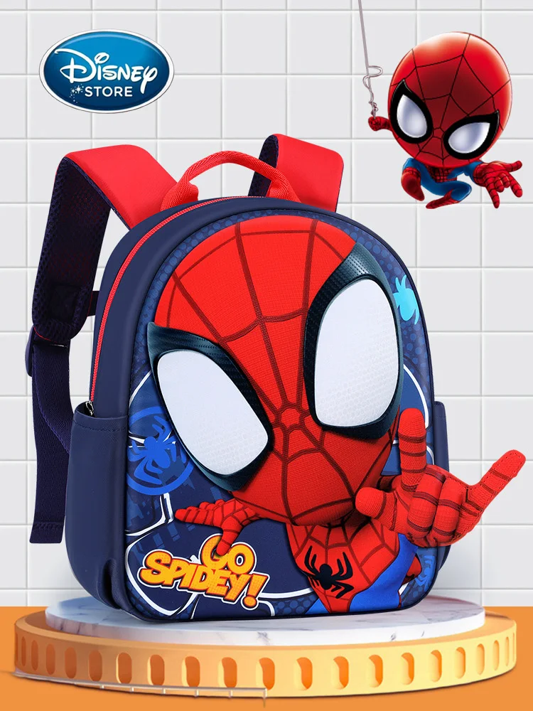 Disney Children Backpack Cartoon 3D Spider Man Kindergarten Backpack Cute Baby Ultra Light Waterproof Toy Storage Bags