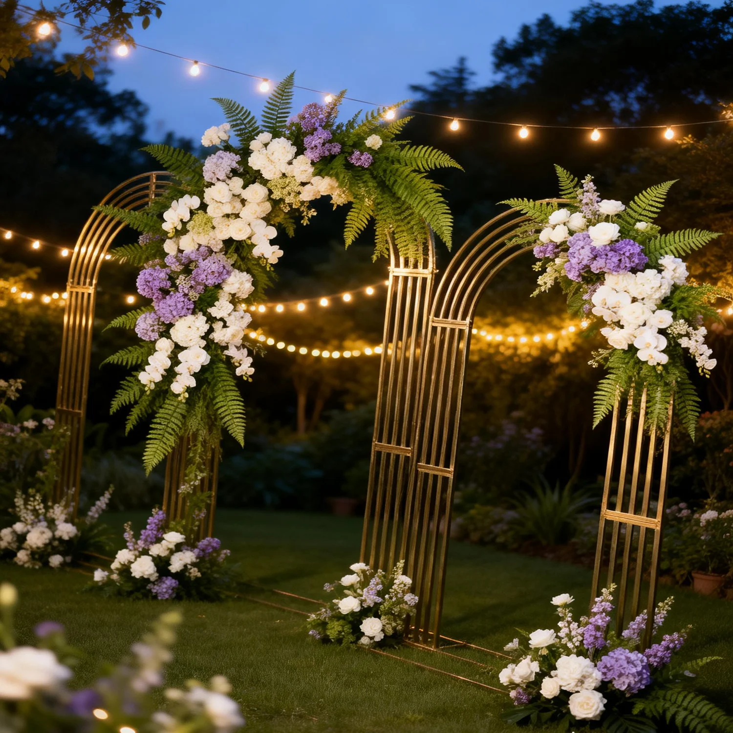 3/5 Stück goldener schmiedeeiserner Blumenbogen für Hochzeiten, Party- und Event-Hintergrunddekoration, gebogener Metallbogenständer – Detail 4