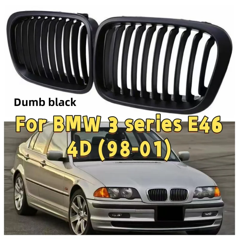 

For BMW 3-Series E46 4-Door 4D 1998-2001 Single Line Style Bumper Grille OEM Style Automobile decoration parts Dumb black