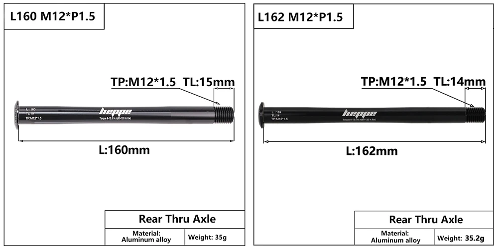 HEPPE MTB Rennrad Steckachse Vorderradgabel Welle Spieße Hinterradnabe Steckachse 12x142/148 12x100/110 Fahrrad Barrel Achse M12xP1,0/1,5 – Detail 11