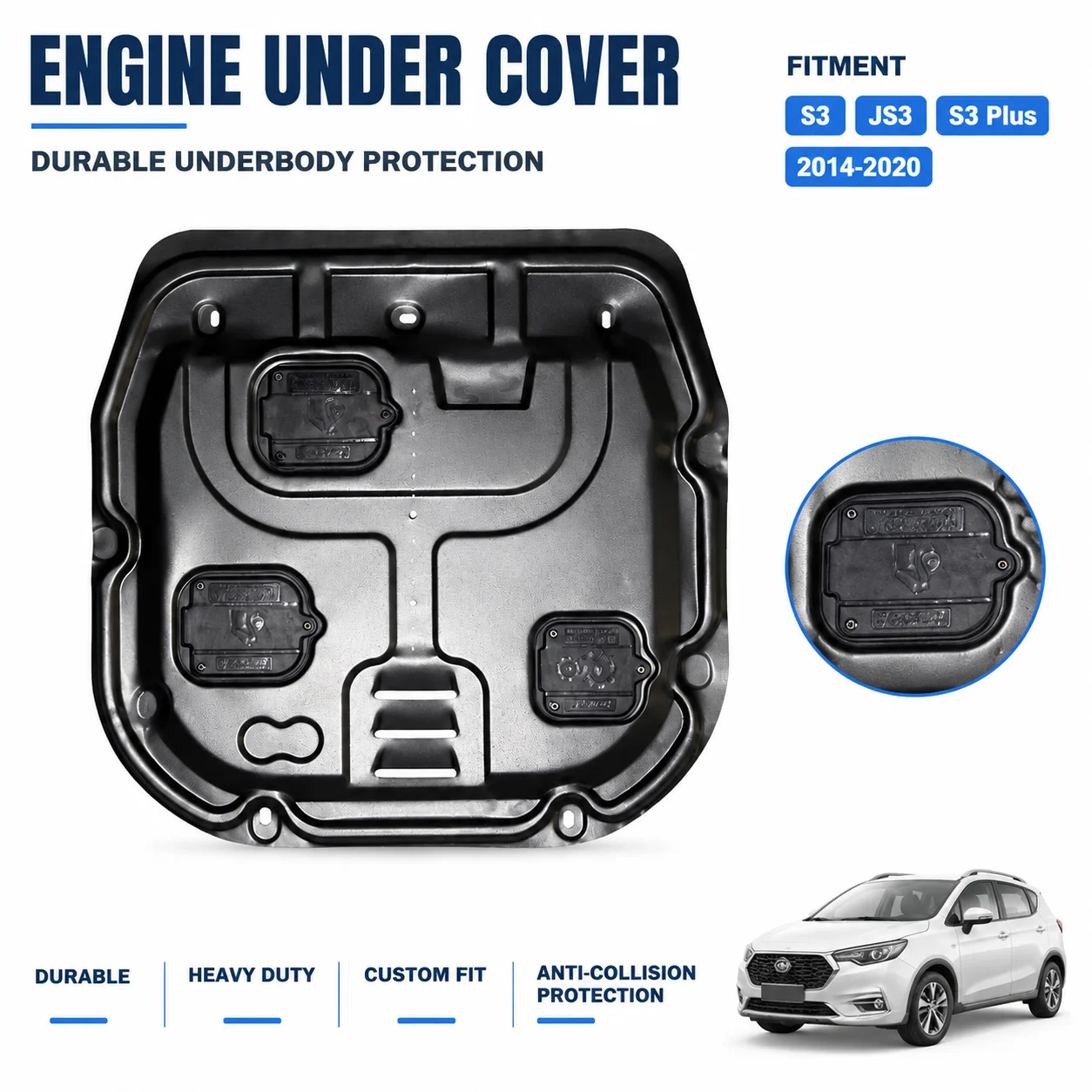 For JAC Refine S3 JS3 S3 Plus 2014-2020 Under Engine Shield Heavy Duty Underbody Protection Custom Fit Road Debris Defense