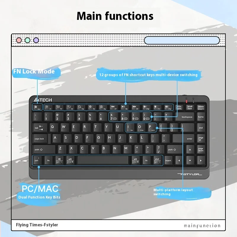 A4tech Fbk11 clavier Bluetooth sans fil pour tablette ordinateur Portable 86 touches multi-appareil clavier double Mode