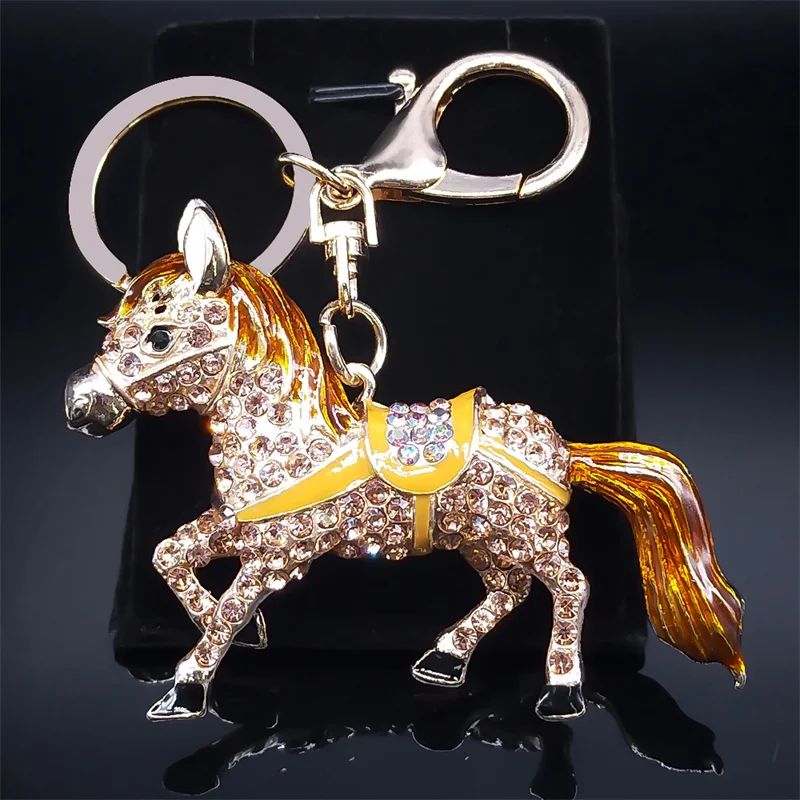 Fashion Horse Keychain for Women Men Gold Color Animal Key Chains Holder HandBag Pendant for Car Best Gift Jewelry llaveros