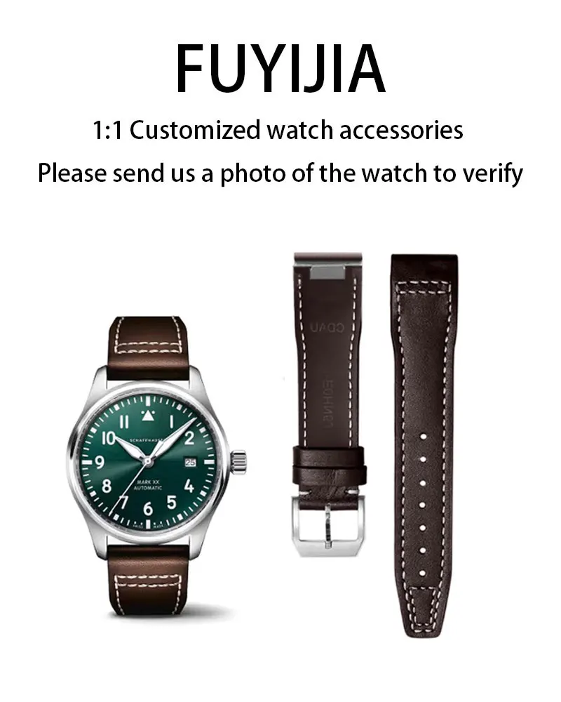 

FUYIJIA Man Custom PILOT'S WATCHES Original Watchbands Quick Release Cowhide Strap 20*18mm 21*18mm Steel Pin Buckle Leather Belt