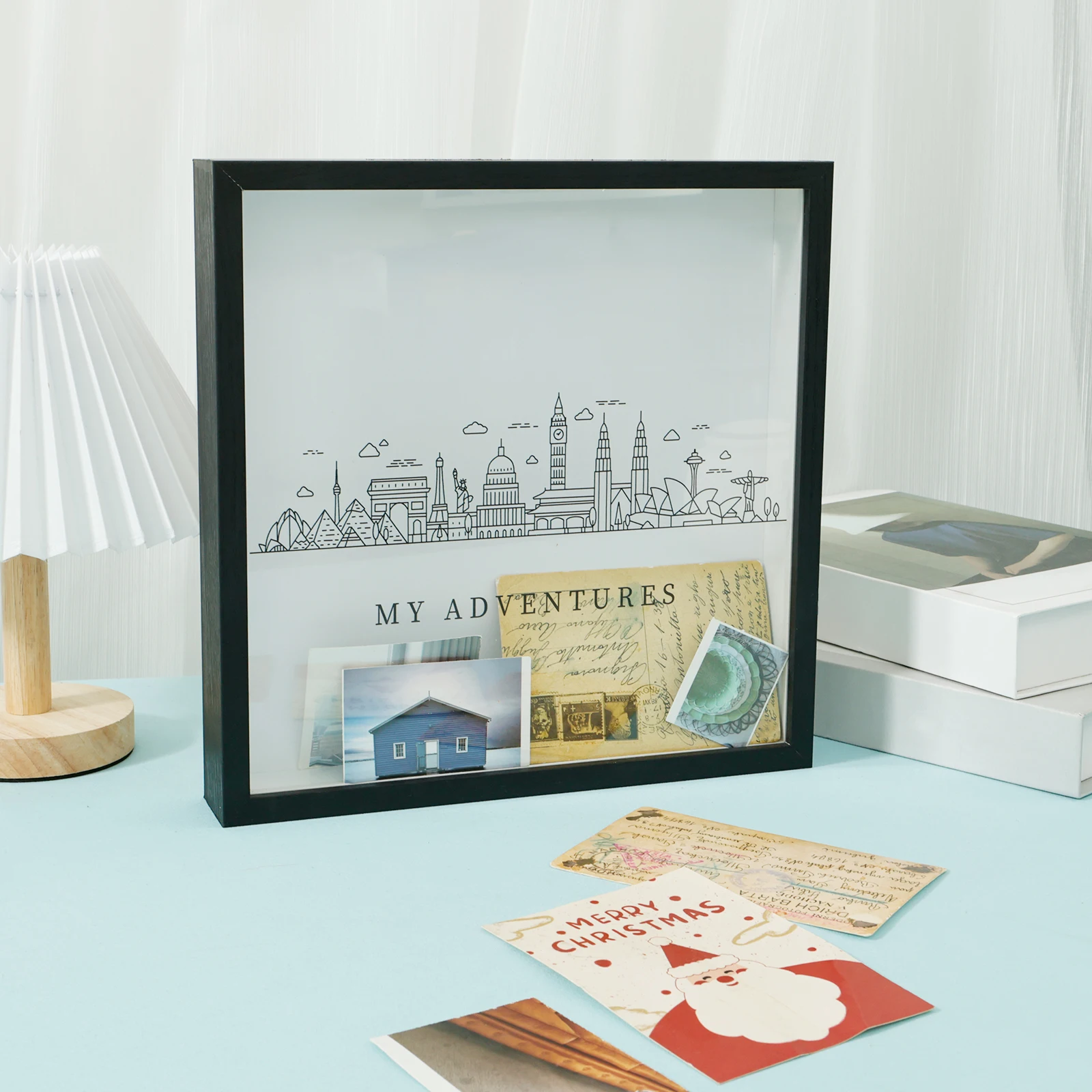 Souvenirs Photo Frames Large Capacity Photo Box Travel Adventure Archive Shadow Box Piggy Bank Ticket Stub Souvenir Storage Box