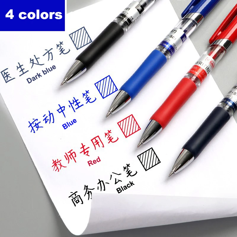 デリジェルペンセット0.5mm弾丸格納式学習ライティングボールペンインクカラーブルーブラックレッドスクールオフィスステーショナリー