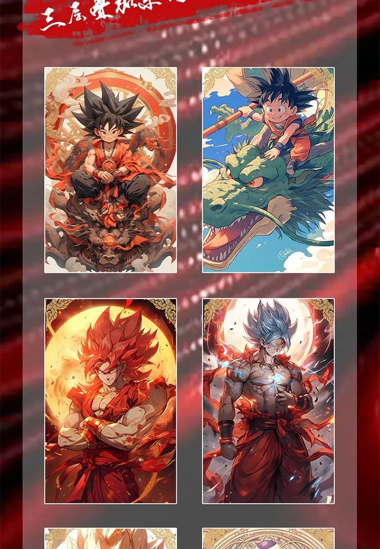 Qi Dian Wen Chuang Dragon Ball A5 Size Acrylic Collection Cards Anime Son Goku Saiyan Vegeta Game Cards Kids Toy Gift