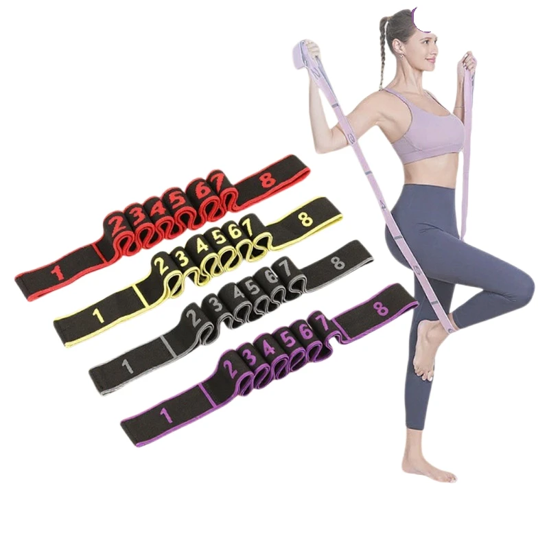 

8 Section Style Dance Yoga Stretching Belt Pilates Fitness Tension Digital Elasticity Latin Elastic Stretch Resistance Band